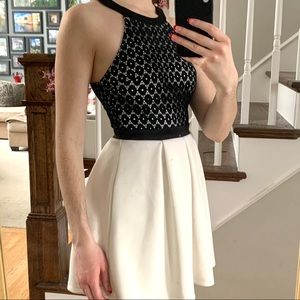 B. Darling black and white skater mini dress